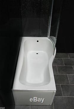 Shower Bath Suite P Shape Vanity Unit Basin Sink Back To Wall Toilet Taps New