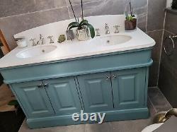 Silverdale Double Basin Vanity Unit with Nickel Taps, Towel Holder and Toilet
