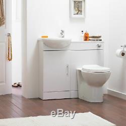 Slimline Gloss White Sienna Cloakroom Vanity Unit Basin Sink 900mm Back To Wall