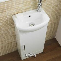 Small Cloakroom Basin Sink Vanity Unit and Back to Wall WC Toilet Bathroom Dyon