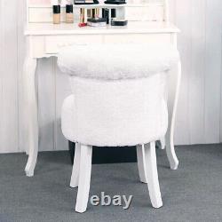 Soft Plush Vanity Stool White Makeup Chair Dressing Table Seat Bedroom Low Back