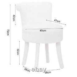 Soft Plush Vanity Stool White Makeup Chair Dressing Table Seat Bedroom Low Back