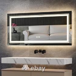Super Large LED Bathroom Wall Mirror HD Vanity Mirror with Front & Back light UK