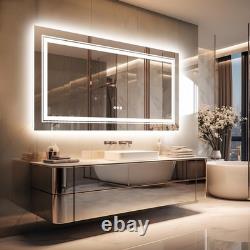 Super Large LED Bathroom Wall Mirror HD Vanity Mirror with Front & Back light UK