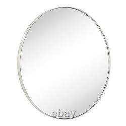 TEHOME 30 inch Brushed Nickel Round Mirror Circle Wall Mirror Brushed Silver