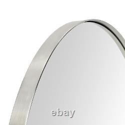 TEHOME 30 inch Brushed Nickel Round Mirror Circle Wall Mirror Brushed Silver