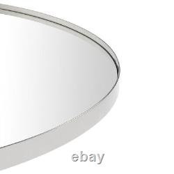 TEHOME 30 inch Brushed Nickel Round Mirror Circle Wall Mirror Brushed Silver