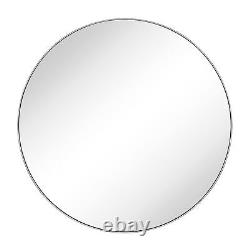 TEHOME 30 inch Brushed Nickel Round Mirror Circle Wall Mirror Brushed Silver