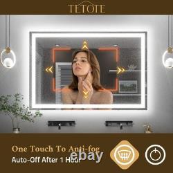 TETOTE 50x70cm Bathroom Mirror, SMART LED Lights, Anti-Fog, Front & Back Lit