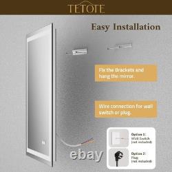 TETOTE 50x70cm Bathroom Mirror, SMART LED Lights, Anti-Fog, Front & Back Lit