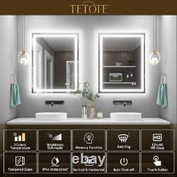 TETOTE 50x70cm Bathroom Mirror, SMART LED Lights, Anti-Fog, Front & Back Lit