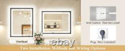 TETOTE 50x70cm Bathroom Mirror, SMART LED Lights, Anti-Fog, Front & Back Lit