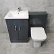 Tess Anthracite 1050mm / 1150mm Bathroom Vanity Basin Set + Square Style Toilet