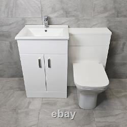 Tess White 1050mm / 1150mm Bathroom Vanity Basin Set + Square Style Toilet