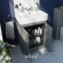 The Bath Co. Aylesford pebble grey furniture suite with toilet and tap