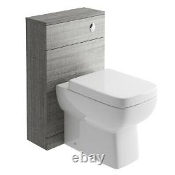 Tila Grey Oak Effect Bathroom WC Toilet Unit inc Concealed Cistern 50cm