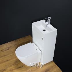 Toilet WC Back to Wall Bathroom Vanity Unit Cabinet Basin Sink 41V Housing White