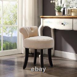 Top Scroll Back Stool Crushed Velvet Buttoned Studs Cushioned Seat Vanity Chairs