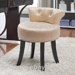 Top Scroll Back Stool Crushed Velvet Buttoned Studs Cushioned Seat Vanity Chairs