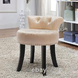 Top Scroll Back Stool Crushed Velvet Buttoned Studs Cushioned Seat Vanity Chairs