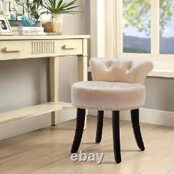 Top Scroll Back Stool Crushed Velvet Buttoned Studs Cushioned Seat Vanity Chairs