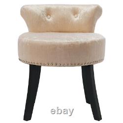 Top Scroll Back Stool Crushed Velvet Buttoned Studs Cushioned Seat Vanity Chairs