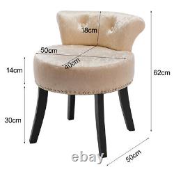 Top Scroll Back Stool Crushed Velvet Buttoned Studs Cushioned Seat Vanity Chairs