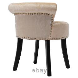 Top Scroll Back Stool Crushed Velvet Buttoned Studs Cushioned Seat Vanity Chairs