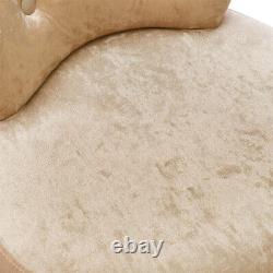 Top Scroll Back Stool Crushed Velvet Buttoned Studs Cushioned Seat Vanity Chairs