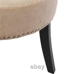 Top Scroll Back Stool Crushed Velvet Buttoned Studs Cushioned Seat Vanity Chairs