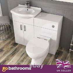 Traditional Bathroom Vanity Unit Basin Sink Unit Storage WC Gloss White 550mm