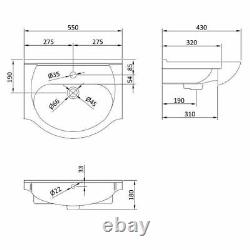 Traditional Bathroom Vanity Unit Basin Sink Unit Storage WC Gloss White 550mm