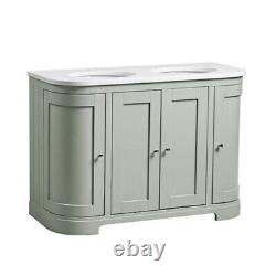 Traditional His & Hers Double Vanity Unit in Pebble Grey w White Marble Top New