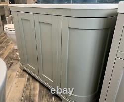 Traditional His & Hers Double Vanity Unit in Pebble Grey w White Marble Top New