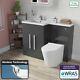 Trena Bathroom Grey Lh Basin Vanity Unit Rimless Back To Wall Wc Toilet 1100mm