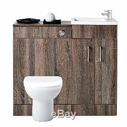 Truffle Oak Bathroom Furniture Vanity Cabinet Basin Sink Unit Back To Wall Pan