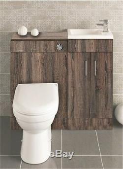 Truffle Oak Bathroom Furniture Vanity Cabinet Basin Sink Unit Back To Wall Pan