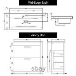 Turin 1300mm Gloss White 2-Drawer Mid-Edge Basin with Crosby BTW Toilet & WC