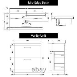 Turin 1300mm Gloss White 2-Drawer Mid-Edge Basin with Crosby BTW Toilet & WC