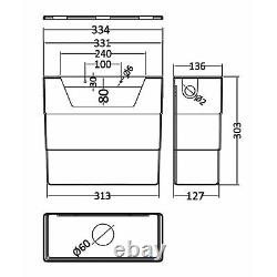 Turin 1300mm Gloss White 2-Drawer Mid-Edge Basin with Crosby BTW Toilet & WC