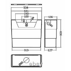 Turin 1300mm Gloss White 2-Drawer Mid-Edge Basin with Crosby BTW Toilet & WC