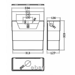 Turin 1300mm Gloss White 2-Drawer Mid-Edge Basin with Crosby BTW Toilet & WC