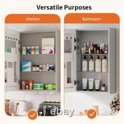 UK Bathroom Mirror Cabinet Vanity Mirror Back Panel Partition Storage Organizer