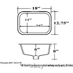 Undermount Bathroom Sink Rectangular Small Classic Ceramic Vanity Lavatory 16x11