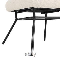 Upholstered Berber Fleece Dressing Chair Vanity Stool Padded Seat Metal Legs UK