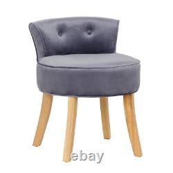 Upholstered Low Back Dressing Table Stool Bedroom Velvet Make Up Vanity Chair
