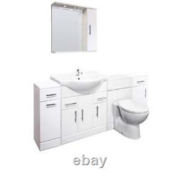 Vanity Basin Cabinet Back To Wall Toilet Unit Pan Cistern with Mirror 1950mm