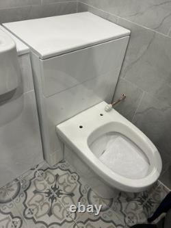 Vanity Basin Unit Back to Wall Toilet Storage Furniture Set Premium Gloss White