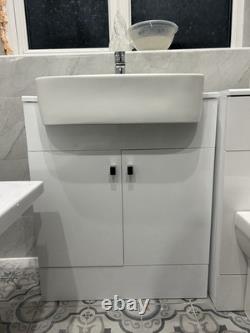 Vanity Basin Unit Back to Wall Toilet Storage Furniture Set Premium Gloss White