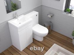 Vanity Basin Unit Back to Wall Toilet WC Cistern Toilet Pan Set Gloss White